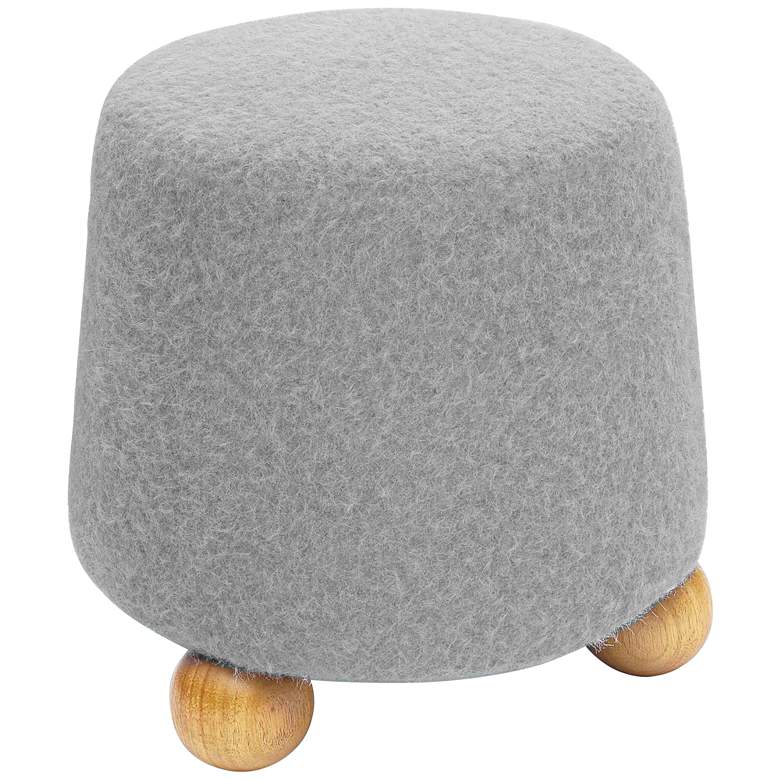 Image 5 TOV Jaine 18 1/4" Wide Stone Gray Loose Mohair Modern Accent Stool more views