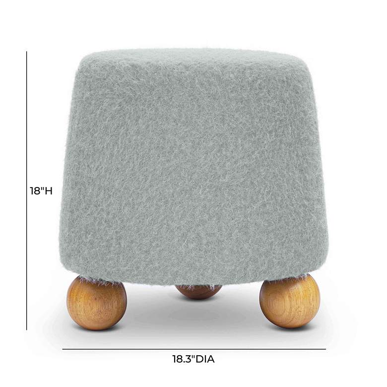 Image 6 TOV Jaine 18 1/4" Wide Stone Gray Loose Mohair Modern Accent Stool more views