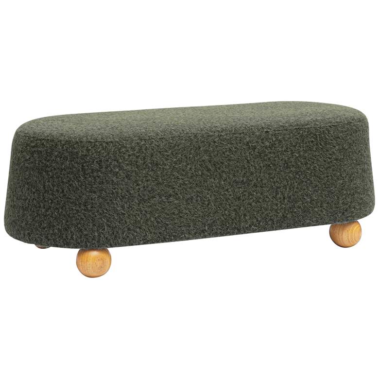 Image 1 TOV Jaine 48 1/4" Wide Forest Green Loose Mohair Modern Ottoman
