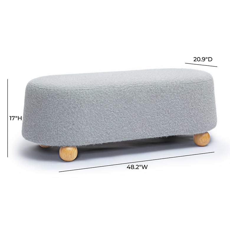 Image 6 TOV Jaine 48 1/4" Wide Stone Gray Loose Mohair Large Modern Ottoman more views