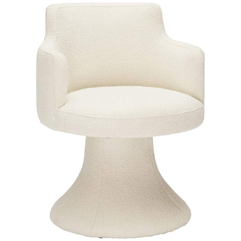 Image 1 TOV Jeffree 24 1/4" Cream Boucle Fabric Modern Swivel Dining Chair