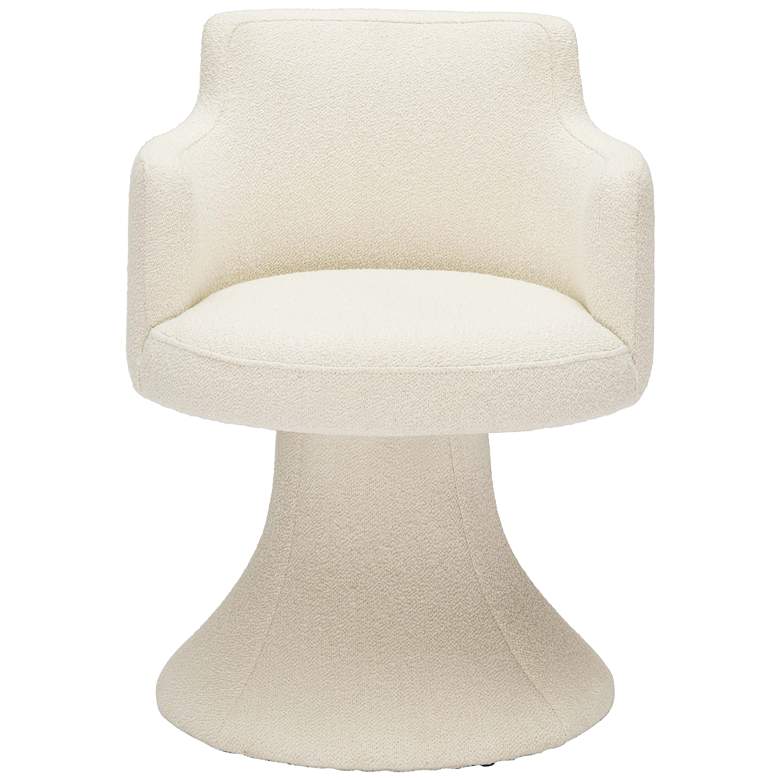Image 3 TOV Jeffree 24 1/4" Cream Boucle Fabric Modern Swivel Dining Chair more views