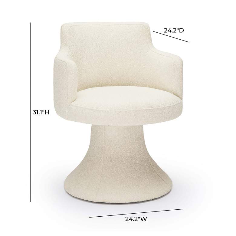 Image 5 TOV Jeffree 24 1/4" Cream Boucle Fabric Modern Swivel Dining Chair more views