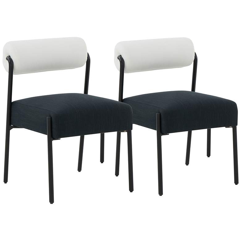 Image 1 TOV Jolene 20 3/4" Wide Cream Black Linen Dining Chairs Set of 2