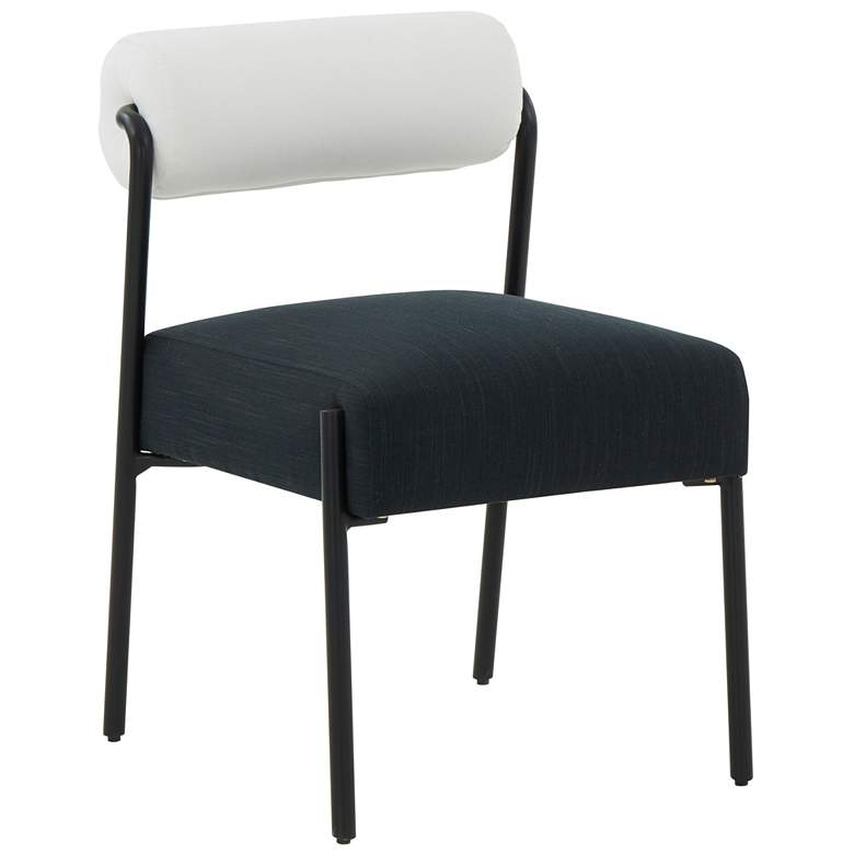 Image 4 TOV Jolene 20 3/4" Wide Cream Black Linen Dining Chairs Set of 2 more views