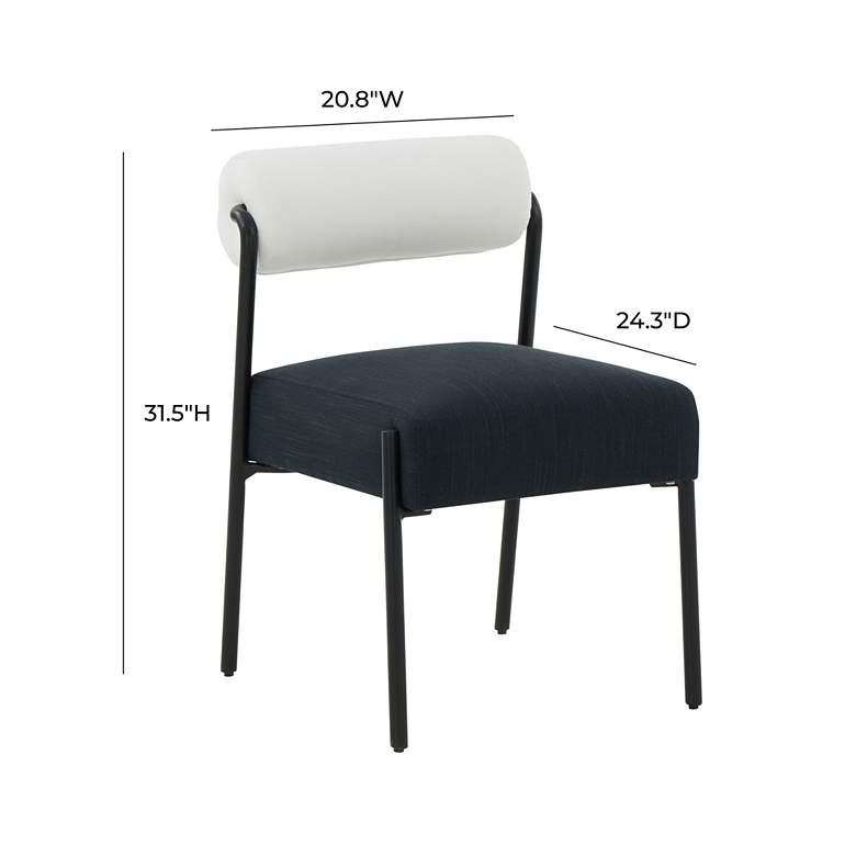 Image 7 TOV Jolene 20 3/4" Wide Cream Black Linen Dining Chairs Set of 2 more views