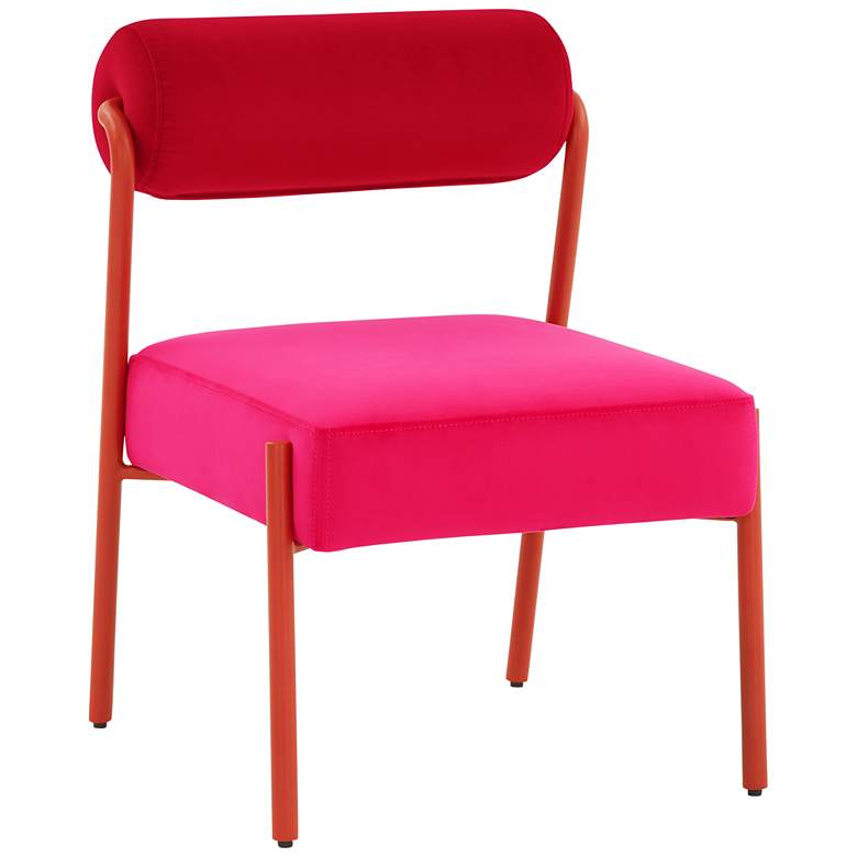 Image 3 TOV Jolene 20 3/4" Wide Hot Pink Velvet Fabric Modern Accent Chair