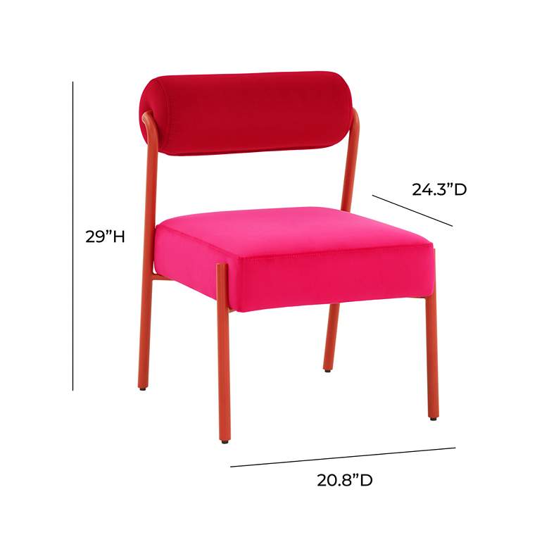 Image 7 TOV Jolene 20 3/4" Wide Hot Pink Velvet Fabric Modern Accent Chair more views