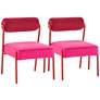 2_TOV Jolene 20 3/4" Wide Modern Hot Pink Velvet Dining Chairs Set of 2