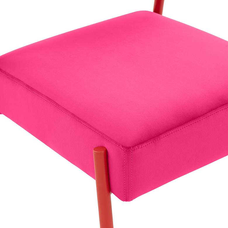Image 3 TOV Jolene 20 3/4" Wide Modern Hot Pink Velvet Dining Chairs Set of 2 more views