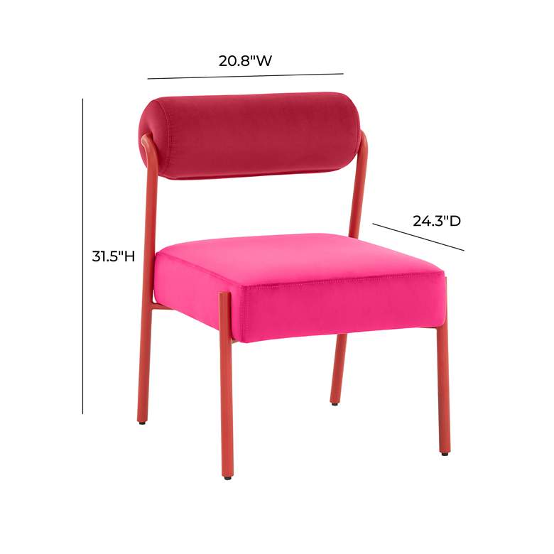 Image 7 TOV Jolene 20 3/4" Wide Modern Hot Pink Velvet Dining Chairs Set of 2 more views