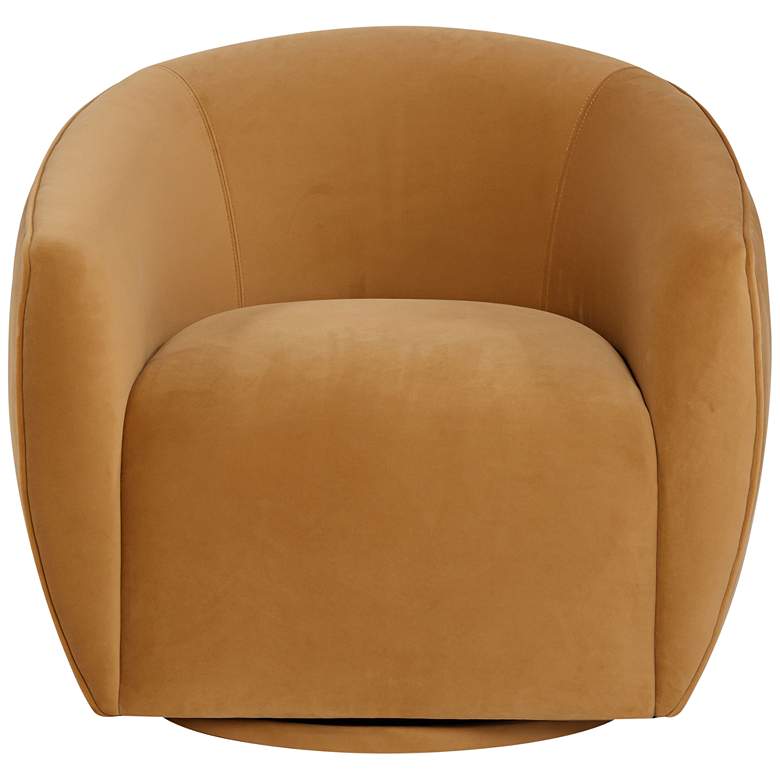 Image 3 TOV Jordan 32 1/2" Wide Modern Tan Velvet Swivel Armchair more views