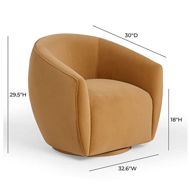 Image 6 TOV Jordan 32 1/2" Wide Modern Tan Velvet Swivel Armchair more views