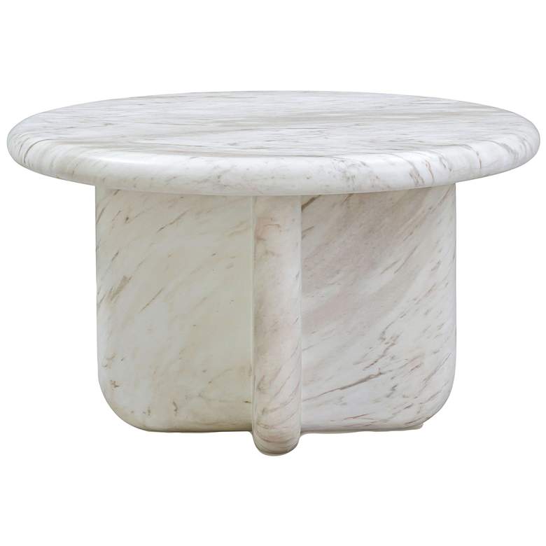 Image 1 TOV Juju 24" Wide Faux Marble Round Modern Concrete Coffee Table