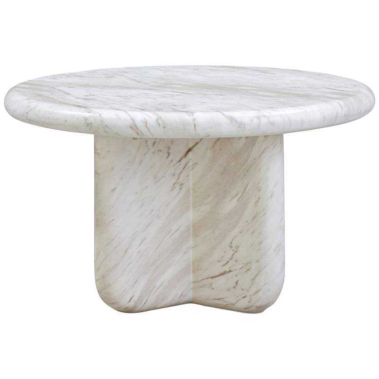 Image 3 TOV Juju 24" Wide Faux Marble Round Modern Concrete Coffee Table more views