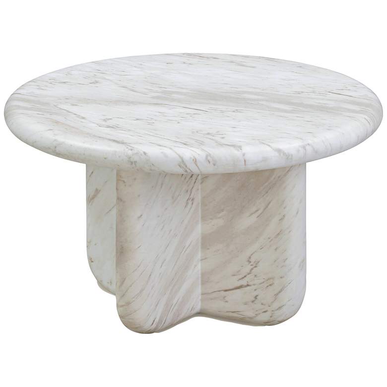 Image 4 TOV Juju 24" Wide Faux Marble Round Modern Concrete Coffee Table more views