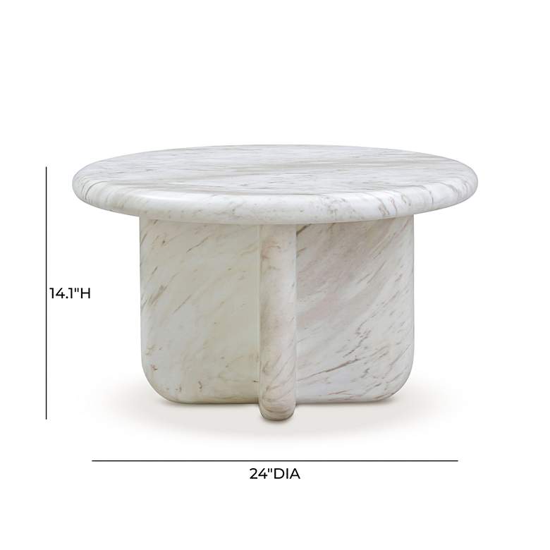 Image 5 TOV Juju 24" Wide Faux Marble Round Modern Concrete Coffee Table more views