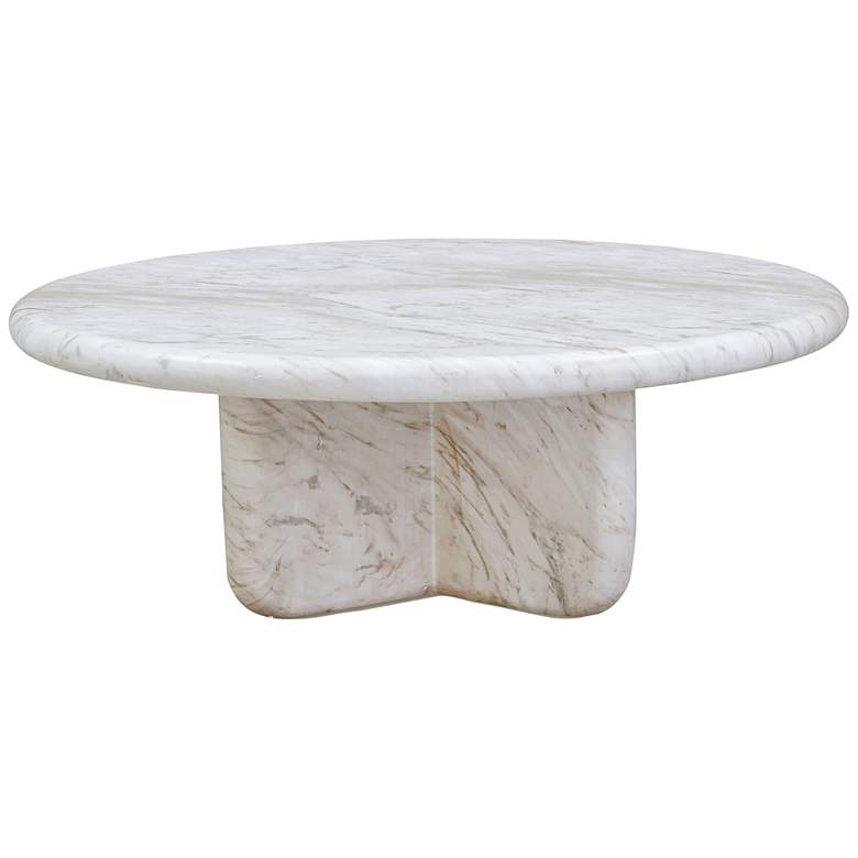 Image 3 TOV Juju 32" Wide Modern Faux Marble Concrete Coffee Table more views