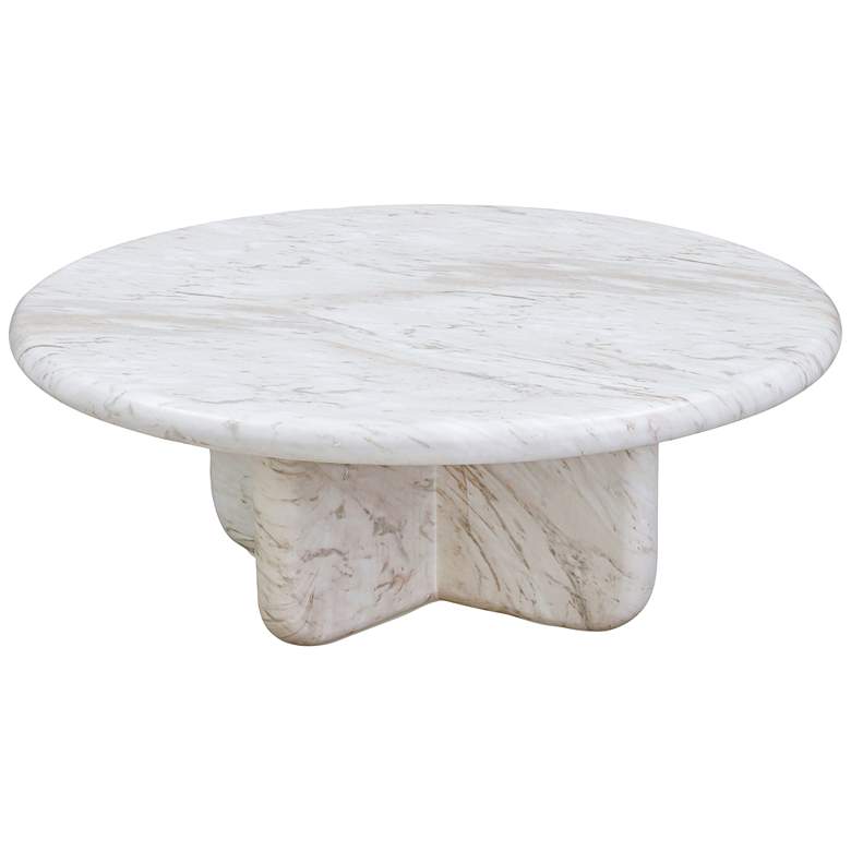Image 4 TOV Juju 32" Wide Modern Faux Marble Concrete Coffee Table more views