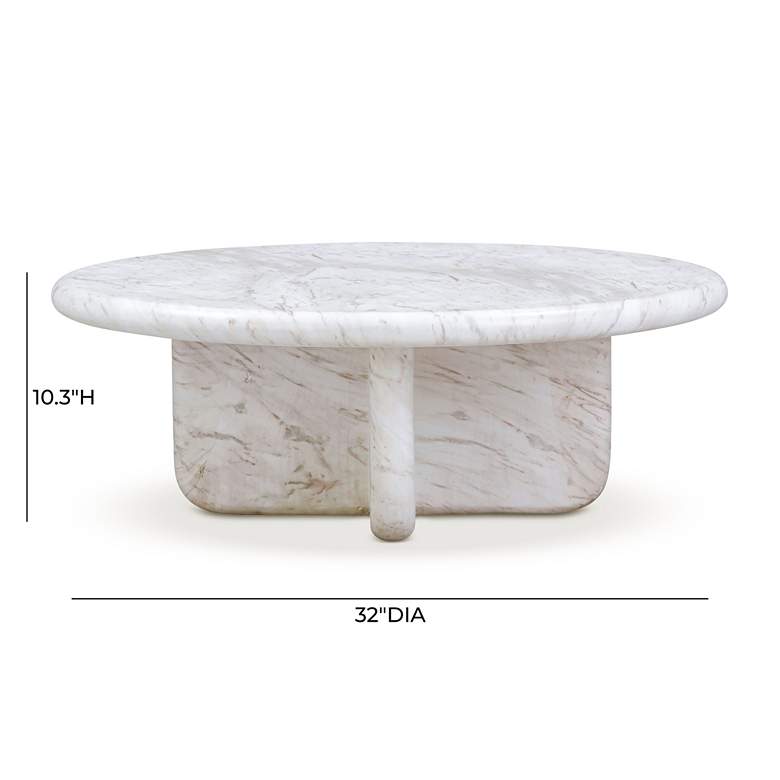 Image 5 TOV Juju 32" Wide Modern Faux Marble Concrete Coffee Table more views