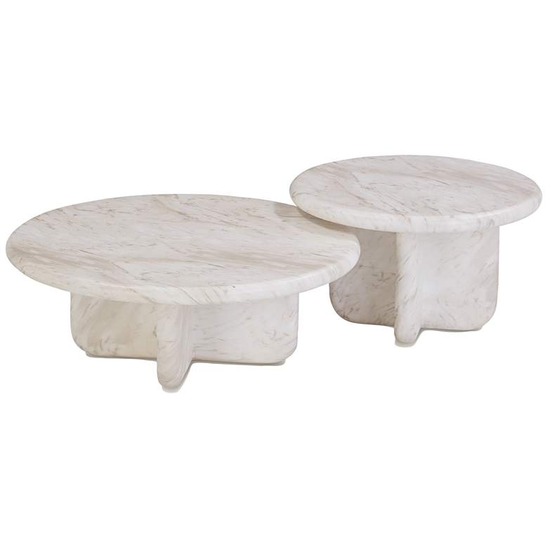 Image 3 TOV Juju 32" Wide White Faux Marble Nesting Coffee Tables Set of 2 more views