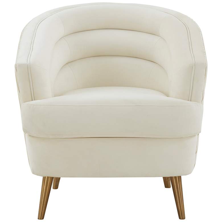 Image 5 TOV Jules 29" Wide Cream Velvet Fabric Tufted Modern Accent Chair more views
