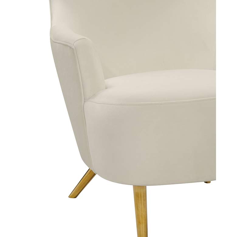 Image 5 TOV Julia 30" Wide Cream Velvet Fabric Modern Wingback Chair more views