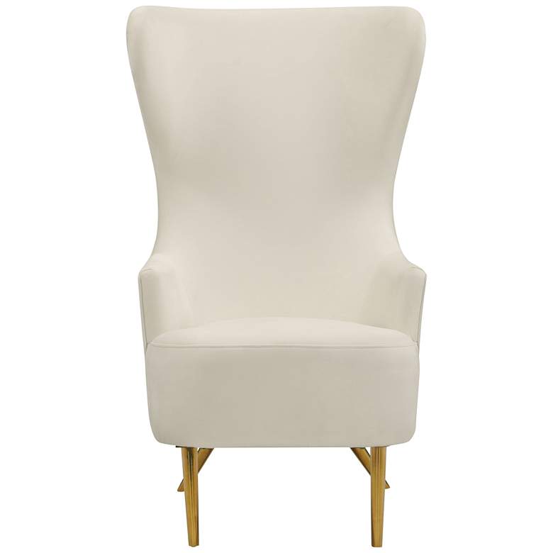 Image 6 TOV Julia 30" Wide Cream Velvet Fabric Modern Wingback Chair more views