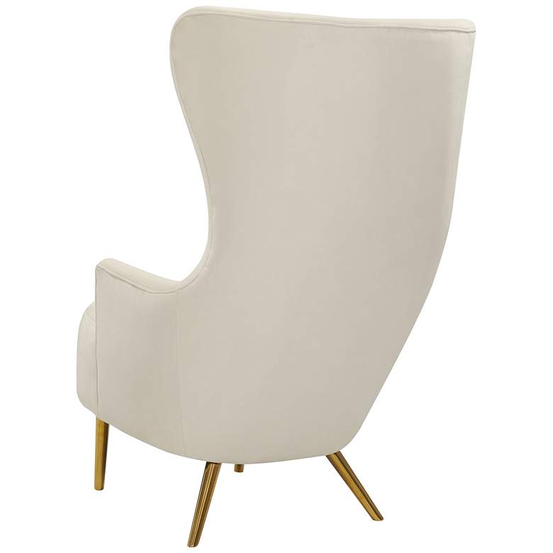 Image 7 TOV Julia 30" Wide Cream Velvet Fabric Modern Wingback Chair more views