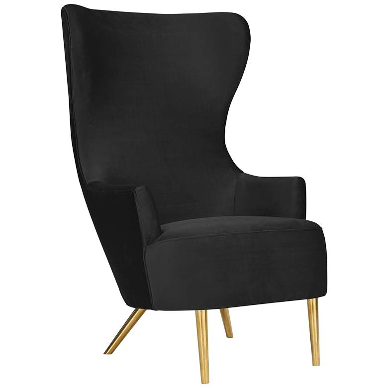 Image 2 TOV Julia 51" High Black Velvet Modern Wingback Accent Chair