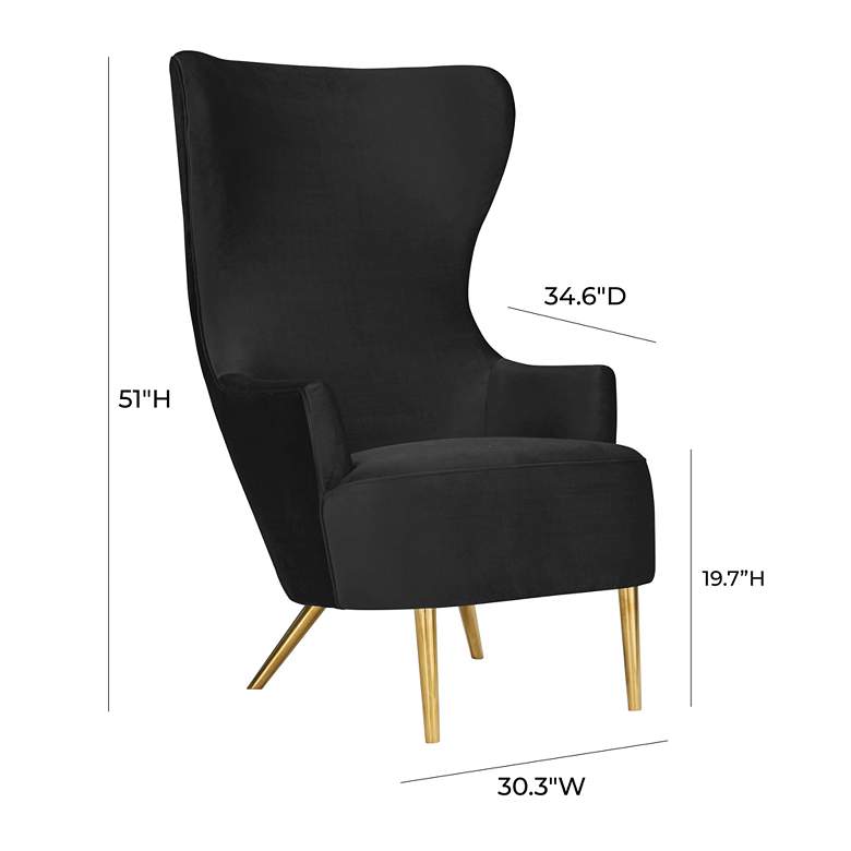 Image 6 TOV Julia 51" High Black Velvet Modern Wingback Accent Chair more views