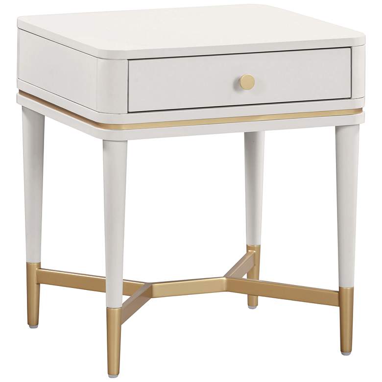 Image 2 TOV Julieta 19" Wide Cream Wood 1-Drawer Nightstand