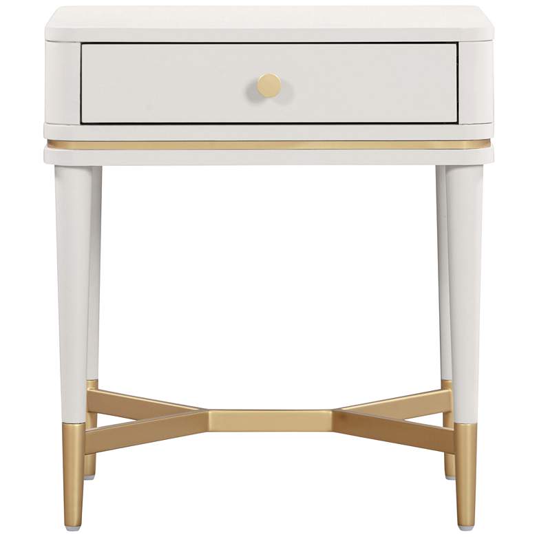 Image 5 TOV Julieta 19" Wide Cream Wood 1-Drawer Nightstand more views