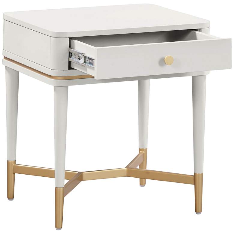 Image 7 TOV Julieta 19" Wide Cream Wood 1-Drawer Nightstand more views