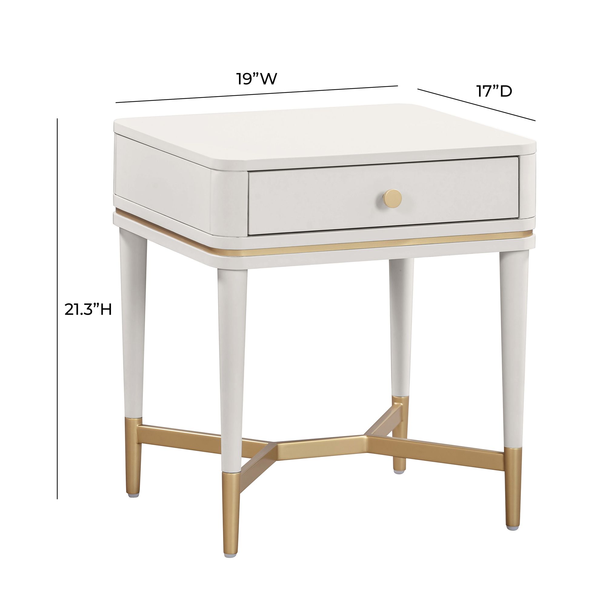 TOV Julieta 19" Wide Cream Wood 1-Drawer Nightstand