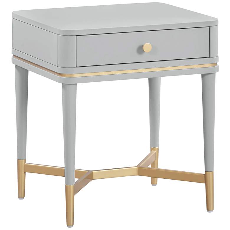 Image 2 TOV Julieta 19" Wide Gray Wood 1-Drawer Nightstand