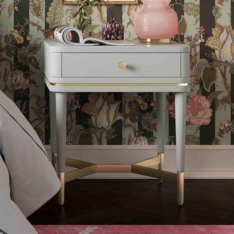 Image 1 TOV Julieta 19" Wide Gray Wood 1-Drawer Nightstand