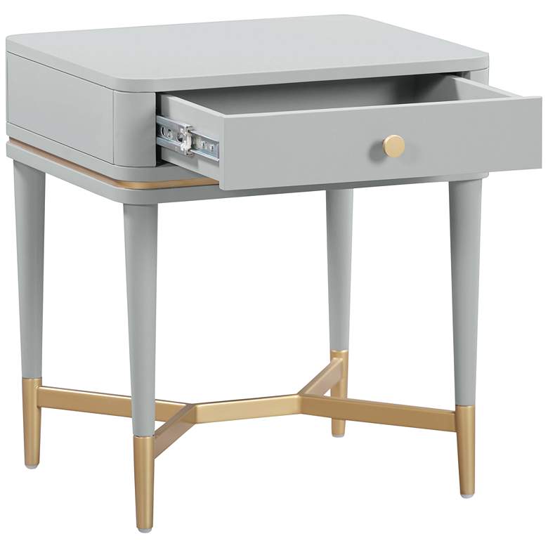 Image 7 TOV Julieta 19" Wide Gray Wood 1-Drawer Nightstand more views