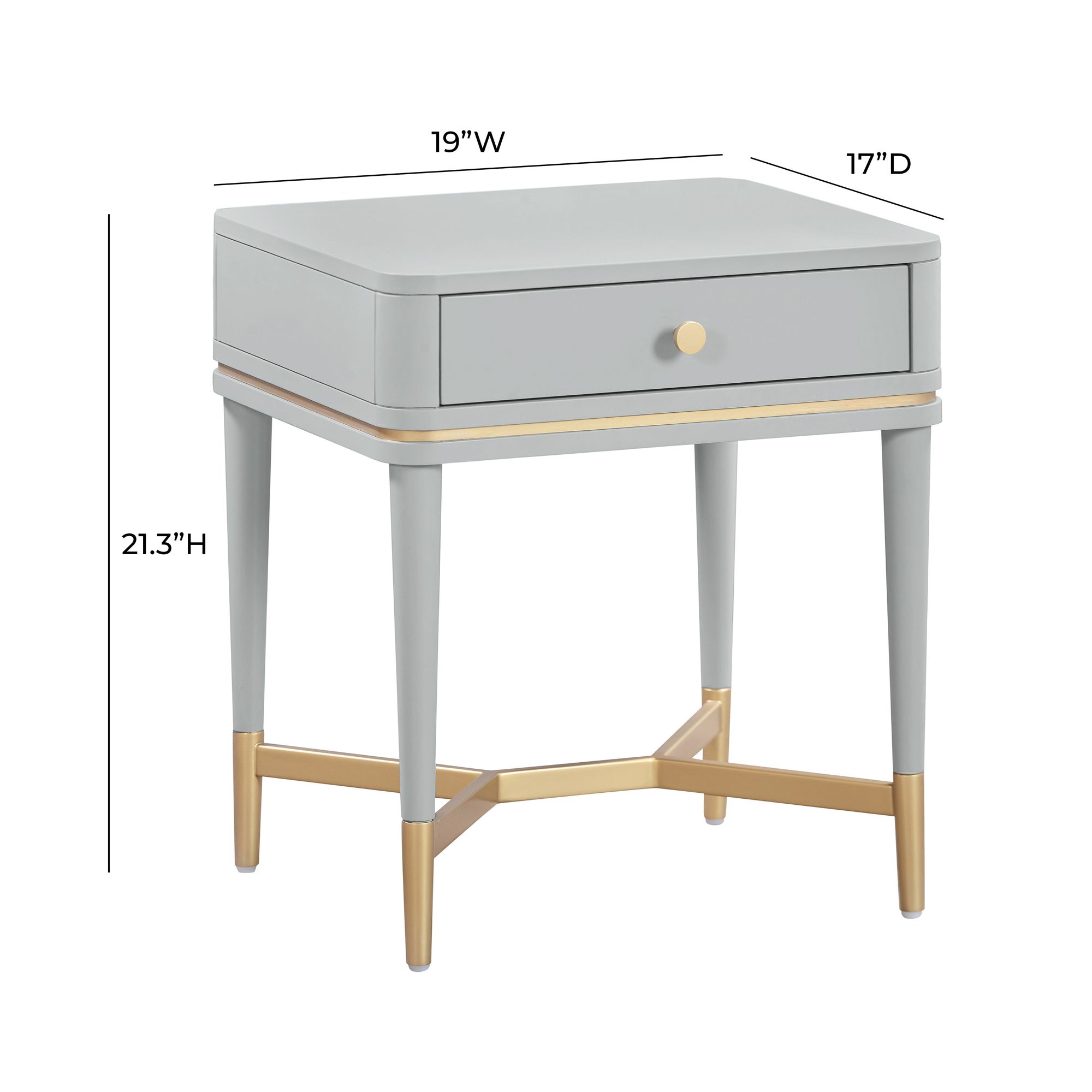 TOV Julieta 19" Wide Gray Wood 1-Drawer Nightstand