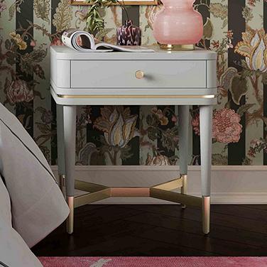 TOV Julieta 19" Wide Gray Wood 1-Drawer Nightstand