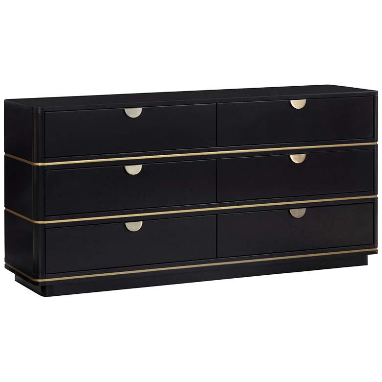 Image 2 TOV Julieta 62" Wide Modern Black Wood 6-Drawer Dresser