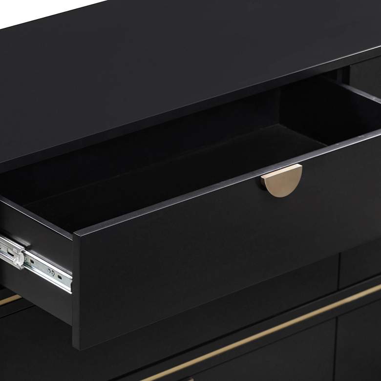 Image 3 TOV Julieta 62" Wide Modern Black Wood 6-Drawer Dresser more views
