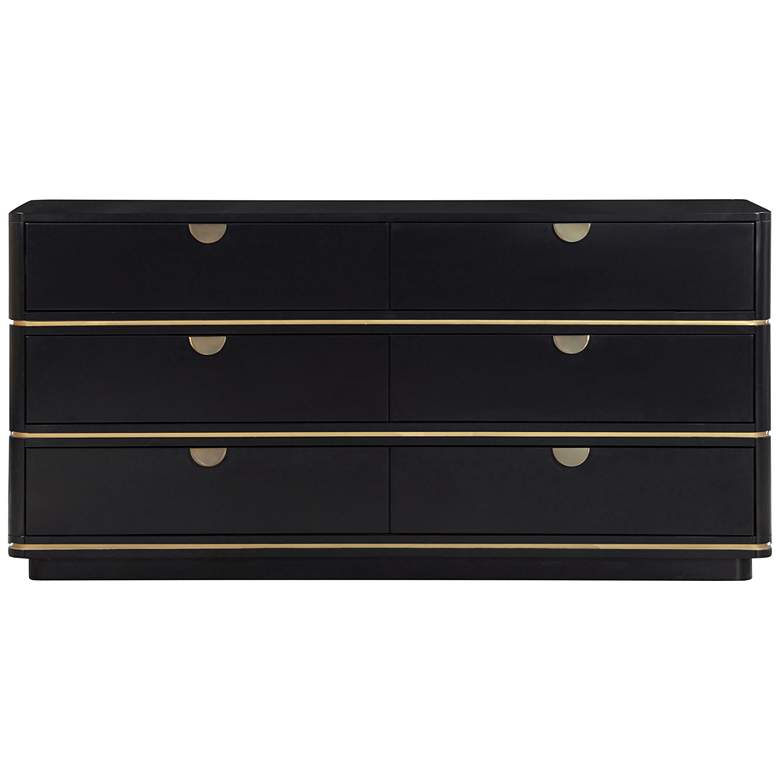 Image 4 TOV Julieta 62" Wide Modern Black Wood 6-Drawer Dresser more views