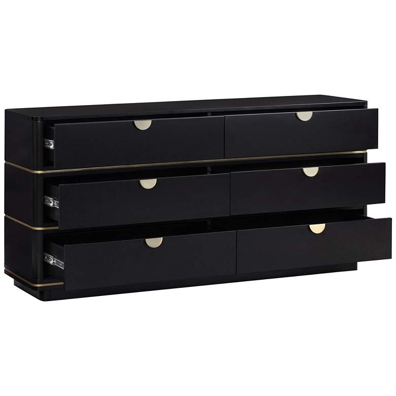 Image 6 TOV Julieta 62" Wide Modern Black Wood 6-Drawer Dresser more views