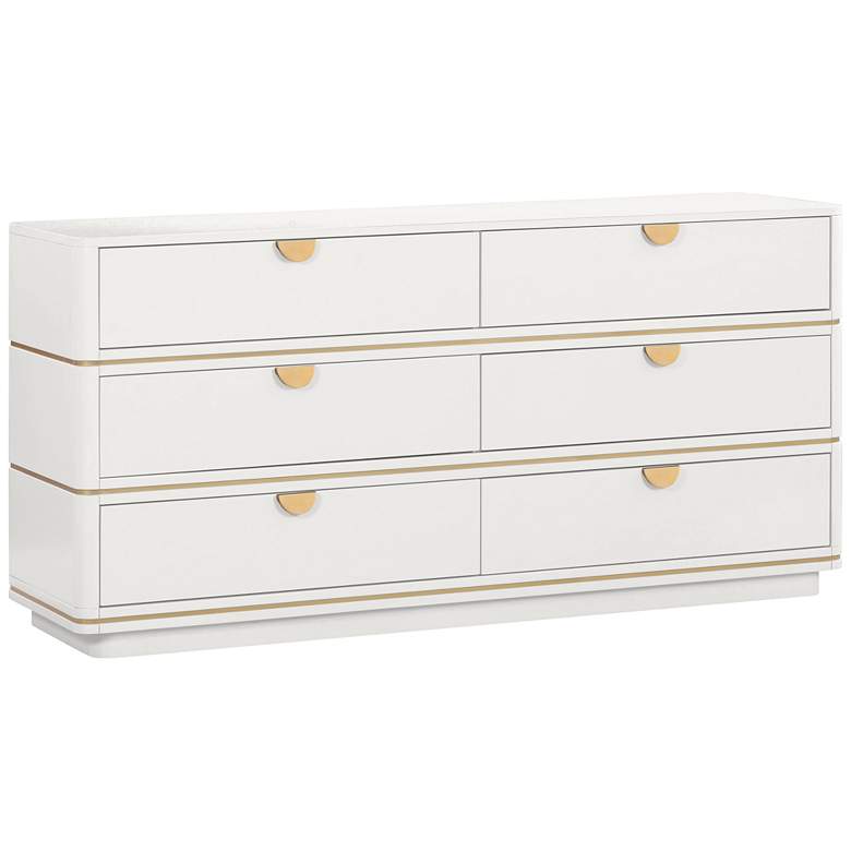 Image 2 TOV Julieta 62" Wide Modern Cream Wood 6-Drawer Dresser