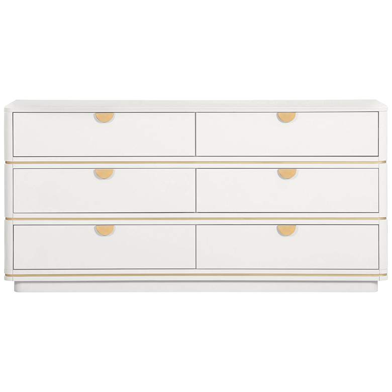 Image 7 TOV Julieta 62" Wide Modern Cream Wood 6-Drawer Dresser more views