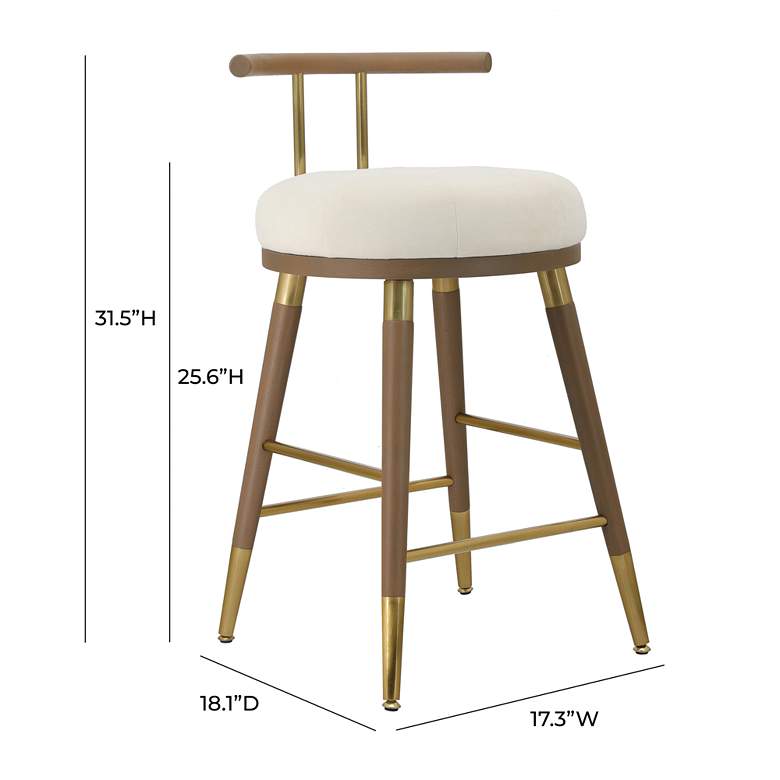 Image 5 TOV Juniper 25 1/2" Cream Velvet Fabric Modern Counter Stool more views