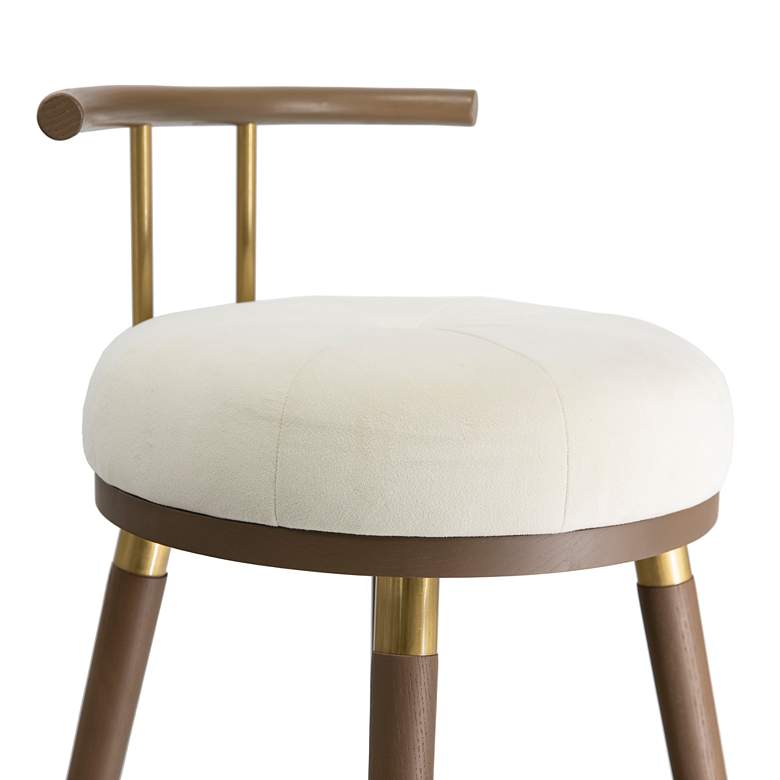 Image 2 TOV Juniper 29 1/2" Modern Cream Velvet Fabric Bar Stool more views