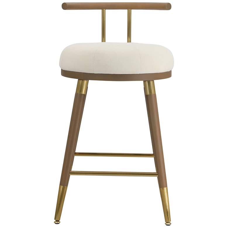 Image 3 TOV Juniper 29 1/2" Modern Cream Velvet Fabric Bar Stool more views