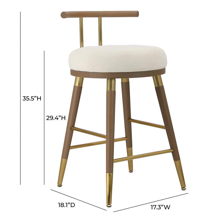 Image 5 TOV Juniper 29 1/2" Modern Cream Velvet Fabric Bar Stool more views